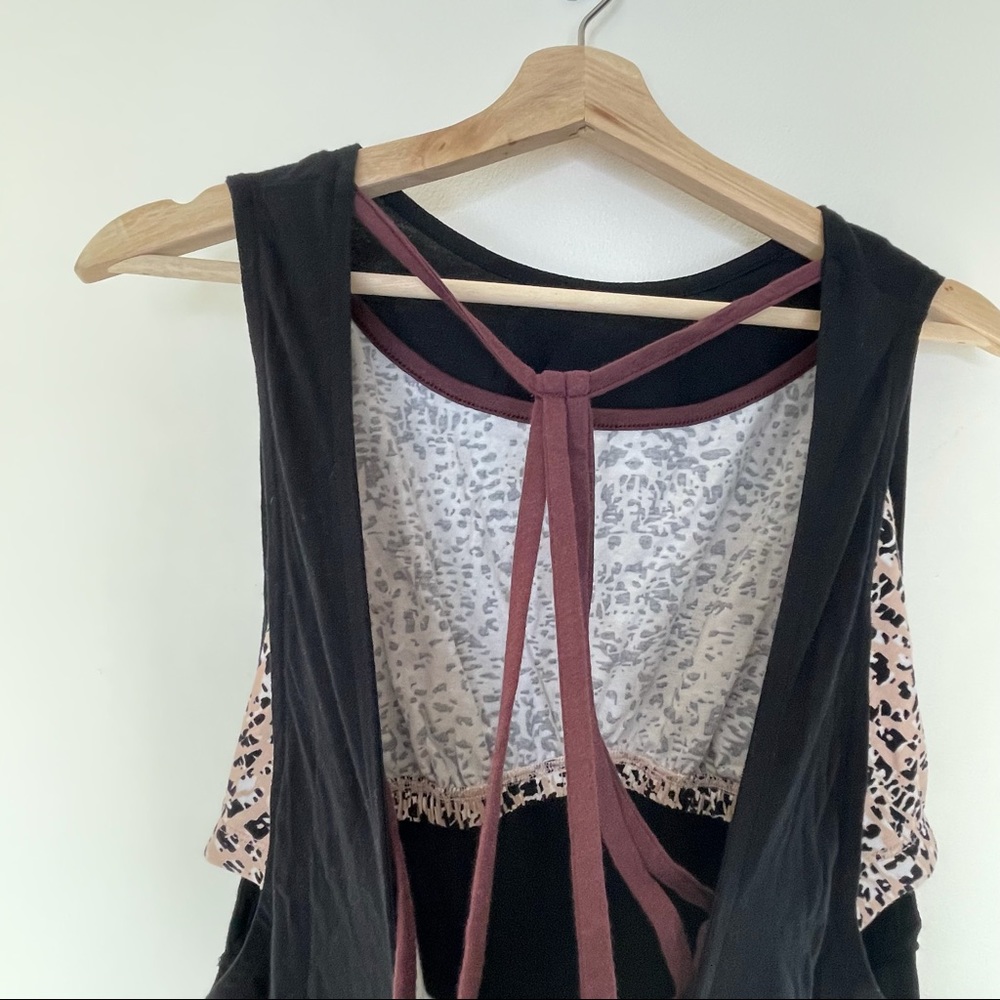 Simply Cacique Black Pajama Sleep Shirt Chemise Tank Bra Animal Print - Picture 9 of 9